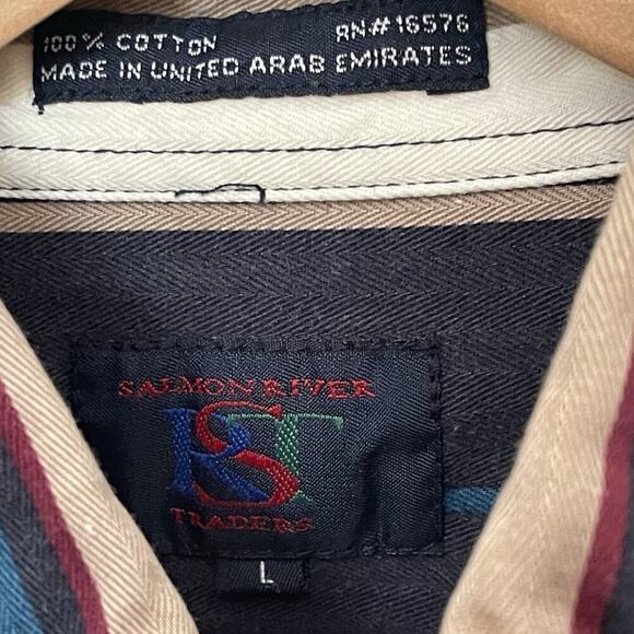 Vtg Salmon River Traders Button Up Shirt Striped Multicolor Western Size Large - Picture 3 of 4